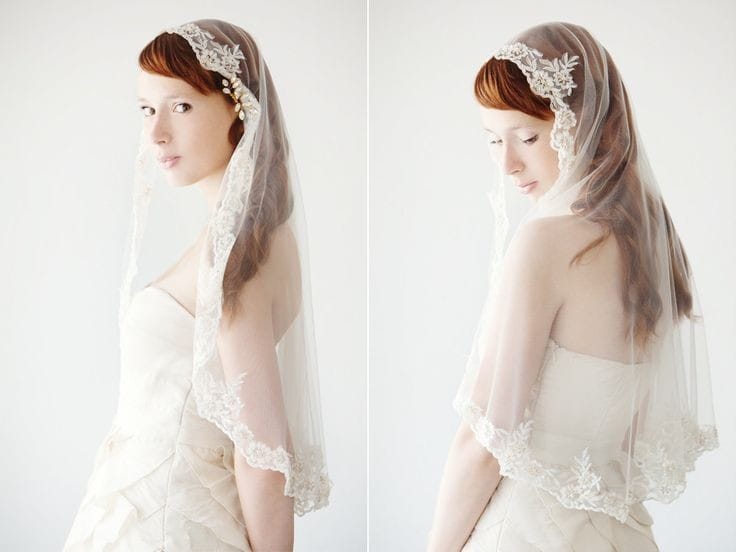 Anticipo Mantilla en tul de novia mate, longitud 90 centimetros, corte virgen, encaje M, hecha a mano by Cecy M. $1,990 mxn