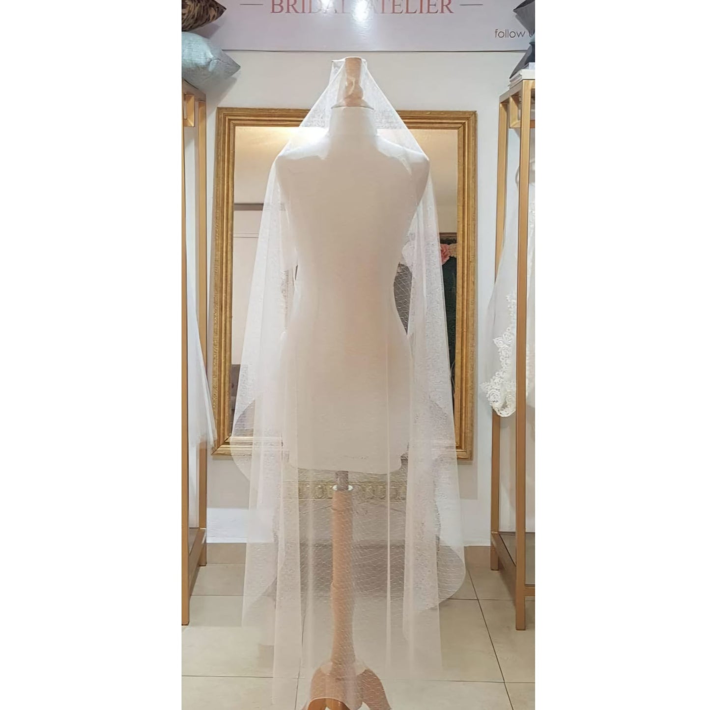 Anticipo Velo de Novia Liso Tul Punteado Boho | Hecho a Mano por Cecy M.