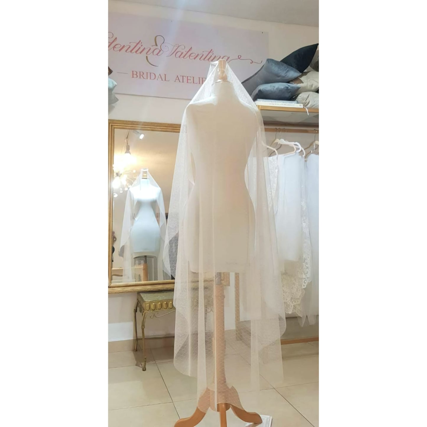 Anticipo Velo de Novia Liso Tul Punteado Boho | Hecho a Mano por Cecy M.