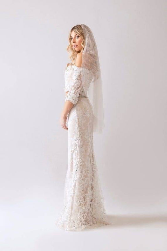 velo de novia de tul punteado