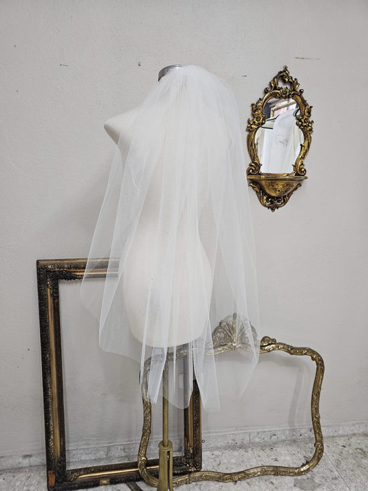 Anticipo Velo de Novia Liso Corto 1 Capa | Hecho a Mano por Cecy M.