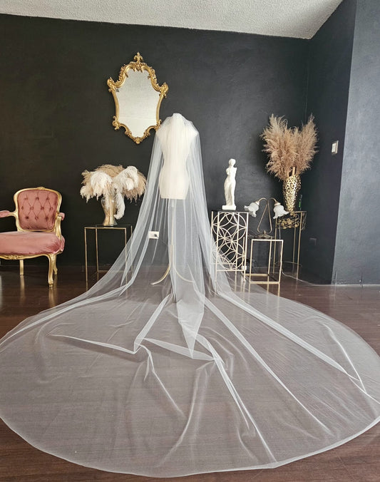 Anticipo Velo de Novia Liso Largo Catedral | Hecho a Mano por Cecy M.