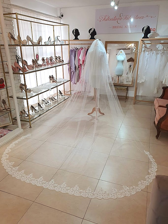 Anticipo Velo de Novia Amantillado Cascada Catedral | Encaje Fino Hecho a Mano por Cecy M.