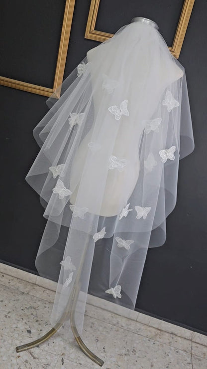 Velo de novia con mariposas