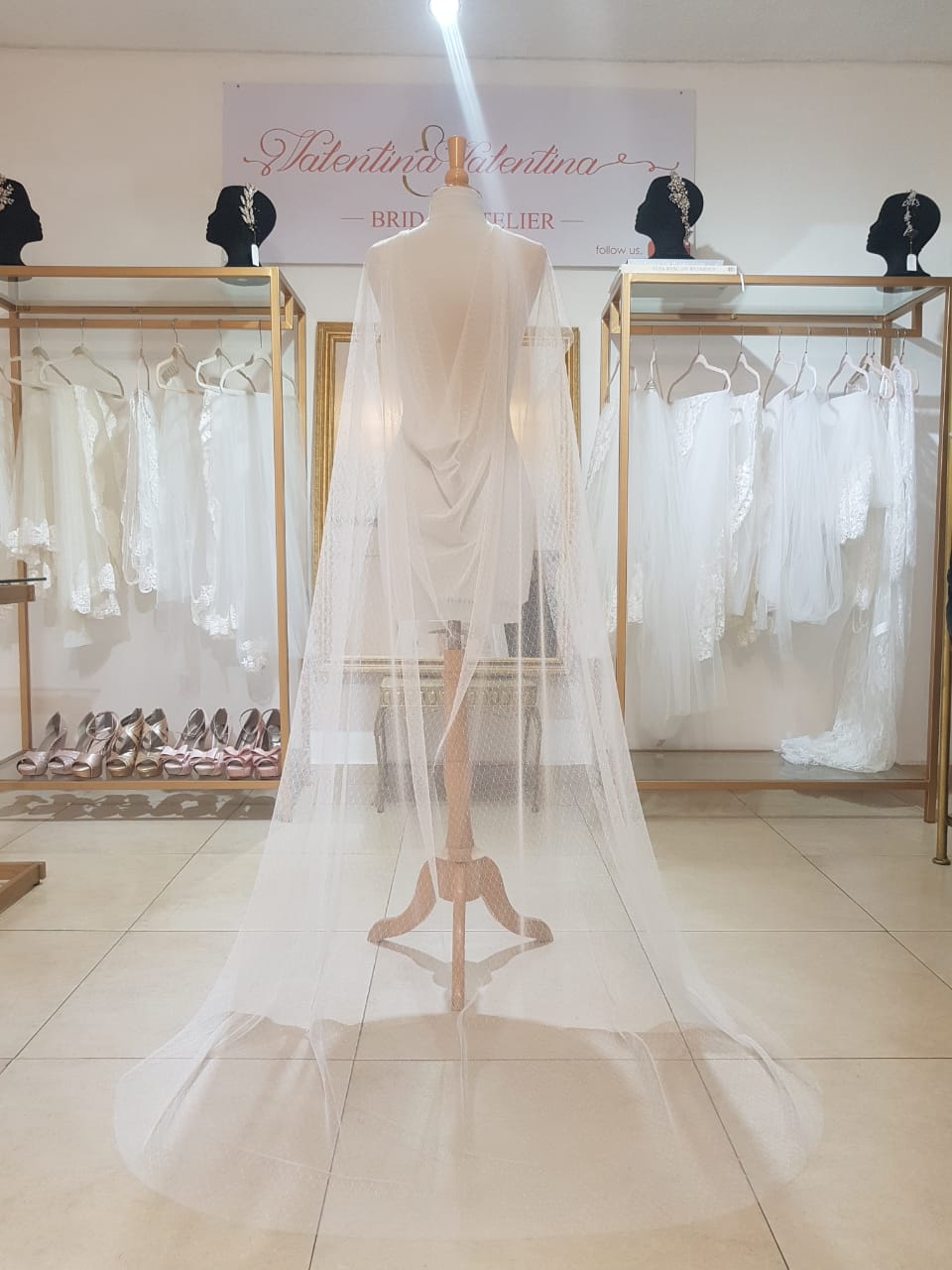 velo de novia punteado boho