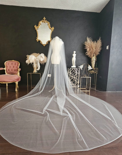 Anticipo Velo de Novia Liso Largo Catedral | Hecho a Mano por Cecy M.