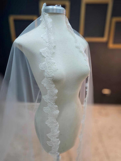 Anticipo Mantilla de Novia con Encaje S | Corte Virgen | Longitud Catedral $4,180 mxn