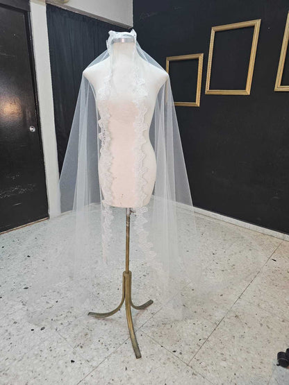 Anticipo Mantilla de Novia con Encaje S | Corte Virgen | Longitud Catedral $4,180 mxn