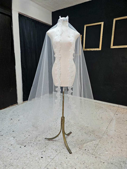 Anticipo Mantilla de Novia con Encaje S | Corte Virgen | Longitud Catedral $4,180 mxn