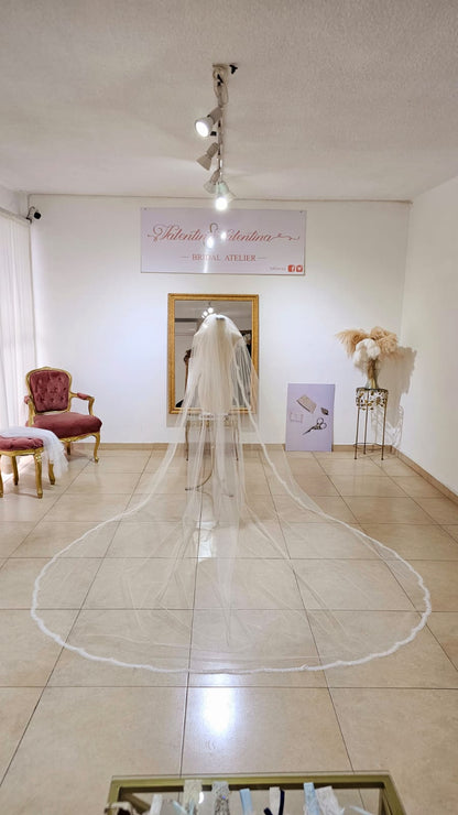 Anticipo Mantilla de novia con Encaje S | Corte Tradicional | Longitud Catedral $3,380 mxn