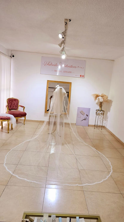 Anticipo Mantilla de novia con Encaje S | Corte Tradicional | Longitud Catedral $3,380 mxn