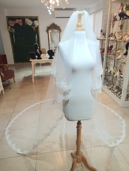 Anticipo Mantilla de novia con Encaje M | Corte cascada | Longitud Catedral $5,780 mxn