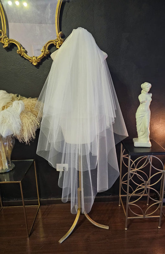 Anticipo Velo de novia liso | Doble Corte Cascada | Longitud 120 centímetros $2,480 mxn