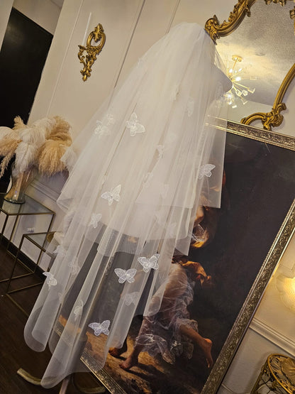Anticipo Velo de novia con mariposas | Corte Cascada | Longitud 1.20 + .80 metros $1,980 mxn