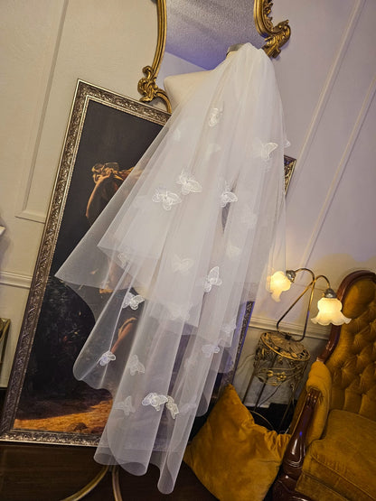 Anticipo Velo de novia con mariposas | Corte Cascada | Longitud 1.20 + .80 metros $1,980 mxn