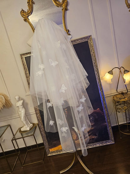 Anticipo Velo de novia con mariposas | Corte Cascada | Longitud 1.20 + .80 metros $1,980 mxn