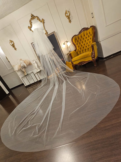 Anticipo Velo de Novia Liso Velada | Corte Cascada| Longitud Catedral $2,080 mxn