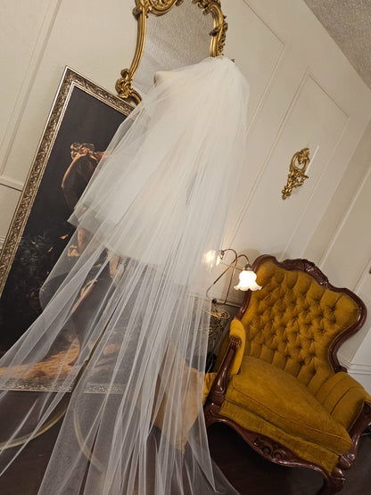 Anticipo Velo de Novia Liso Velada | Corte Cascada| Longitud Catedral $2,080 mxn