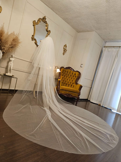 Anticipo Velo de Novia Largo Liso Velada | Corte Tradicional | Longitud Catedral $2480 mxn