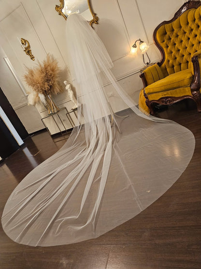 Anticipo Velo de Novia Largo Liso Velada | Corte Tradicional | Longitud Catedral $2480 mxn