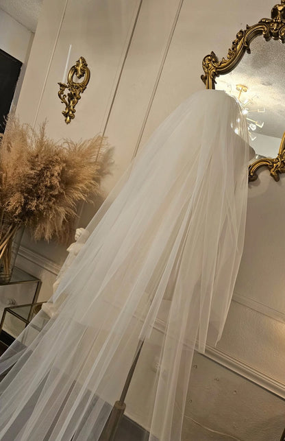 Anticipo Velo de Novia Largo Liso Velada | Corte Tradicional | Longitud Catedral $2480 mxn