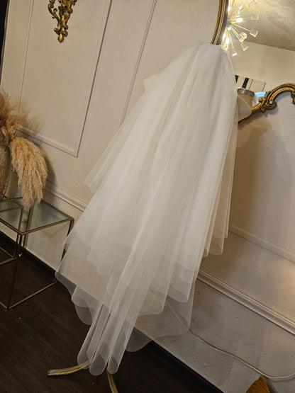 Anticipo Velo de novia liso | Doble Corte Cascada | Longitud 120 centímetros $2,280 mxn