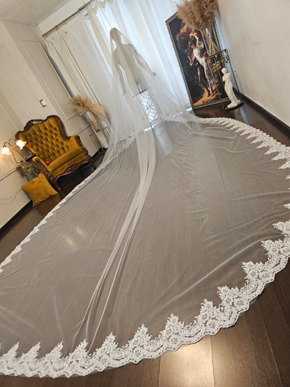 Anticipo Velo de Novia con encaje XL  | Corte Virgen  | Longitud 500 centímetros $10,280 mxn